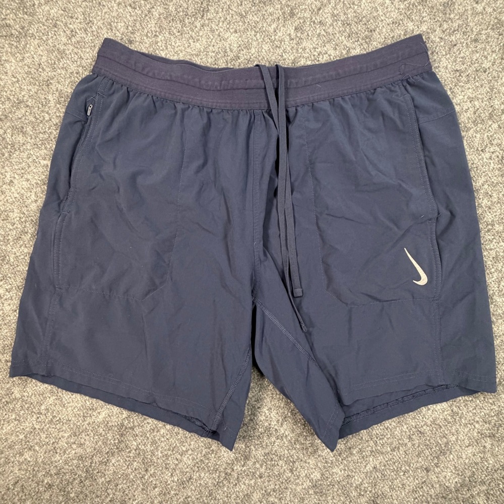 Nike Yoga Dri-FIT Mens Shorts XL Navy Blue Athletic Training CZ2210-451 0845